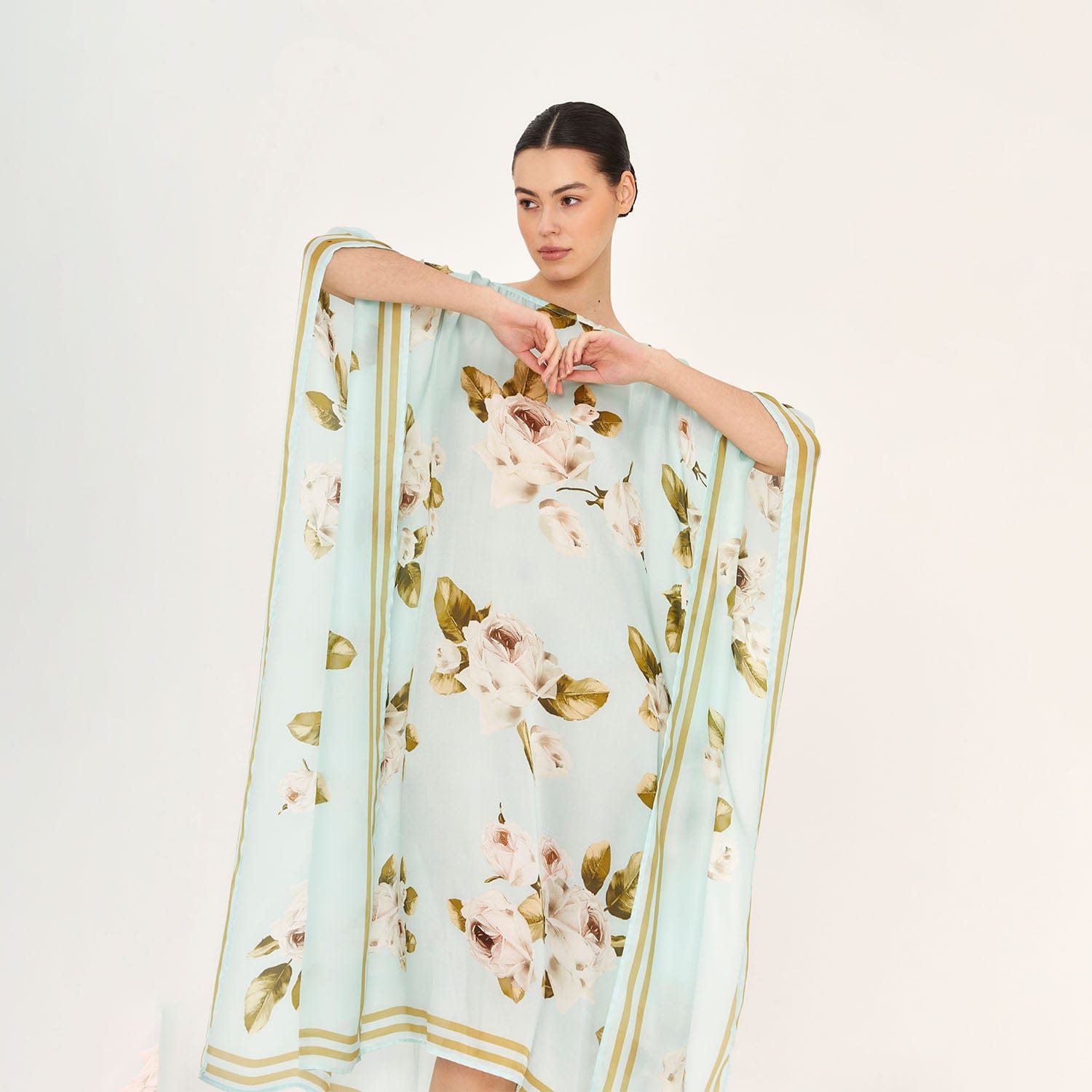 . DRESS 26 U LONG KAFTAN 100% SILK JARDINS 398A