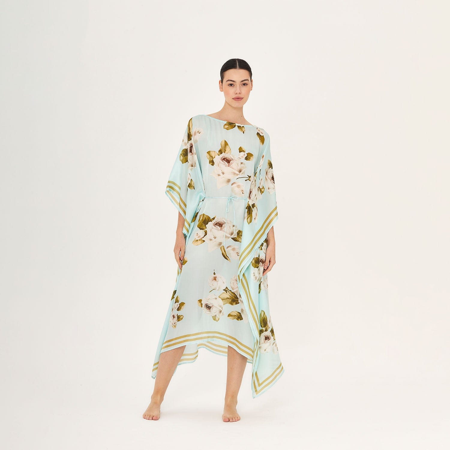 . DRESS 26 U LONG KAFTAN 100% SILK JARDINS 398A