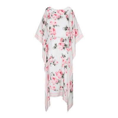 . DRESS 26 U LONG KAFTAN SILK VISCOSE ROSE 398A