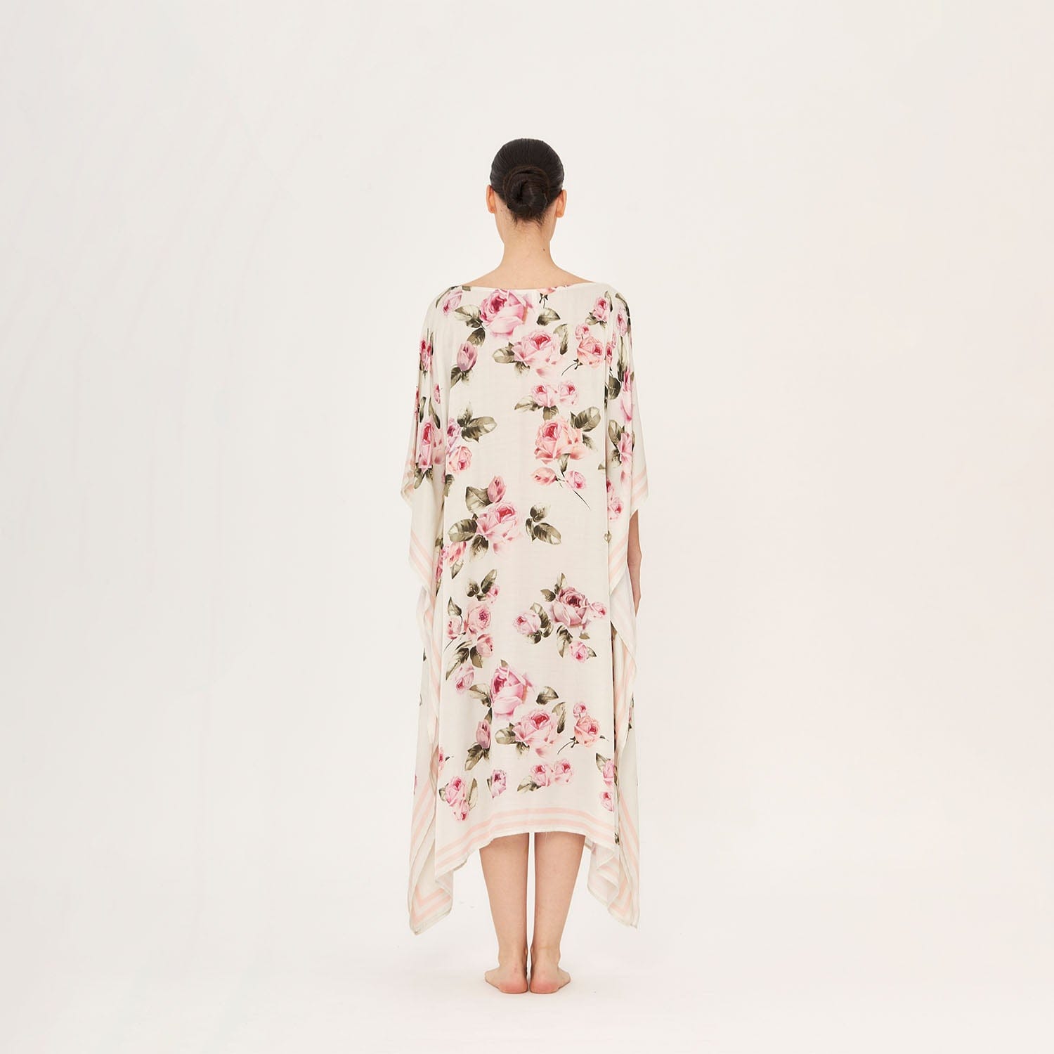 . DRESS 26 U LONG KAFTAN SILK VISCOSE ROSE 398A