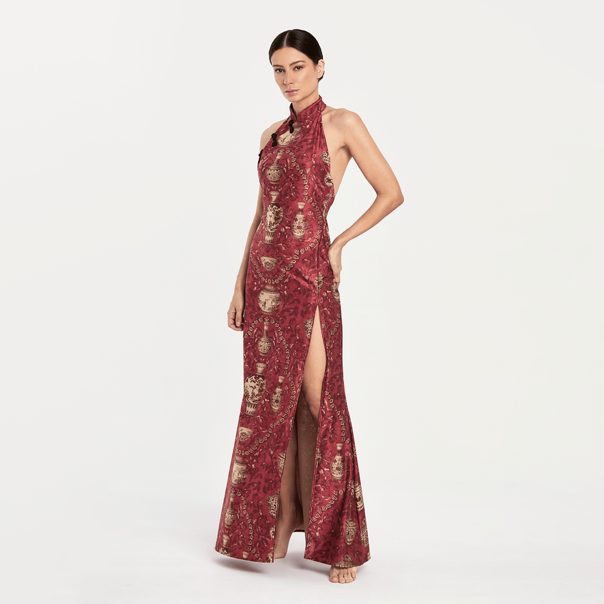 IMPERIAL RED DRESS 27 Aguaclara | Halter Long Dress Imperial Red