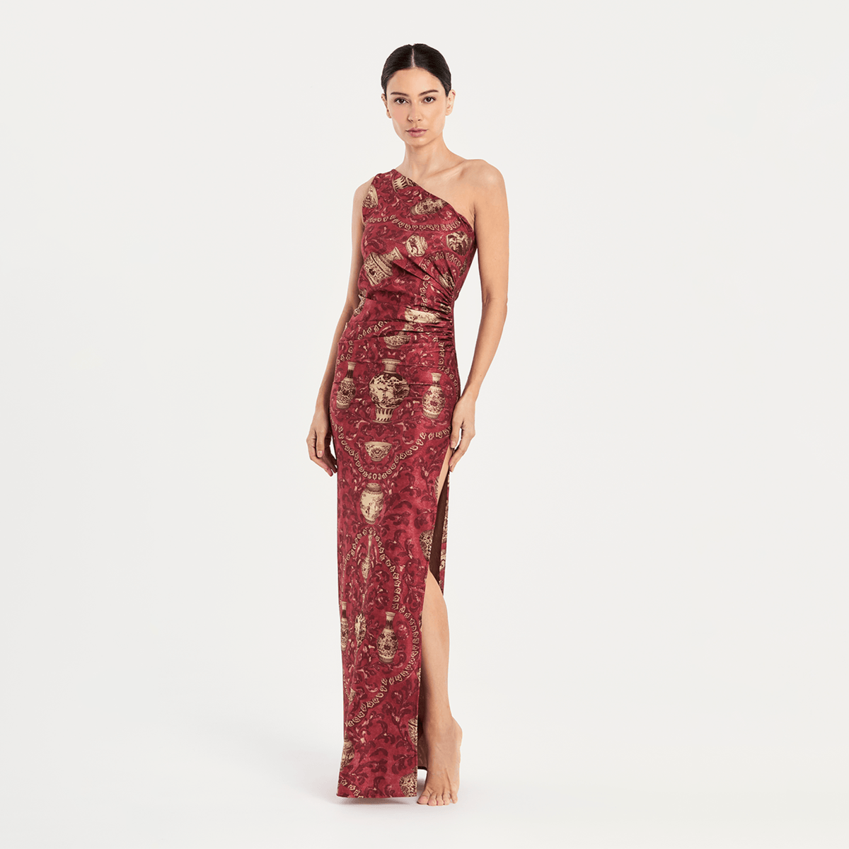 IMPERIAL RED DRESS 27 Aguaclara | One Shoulder Long Dress Imperial Red
