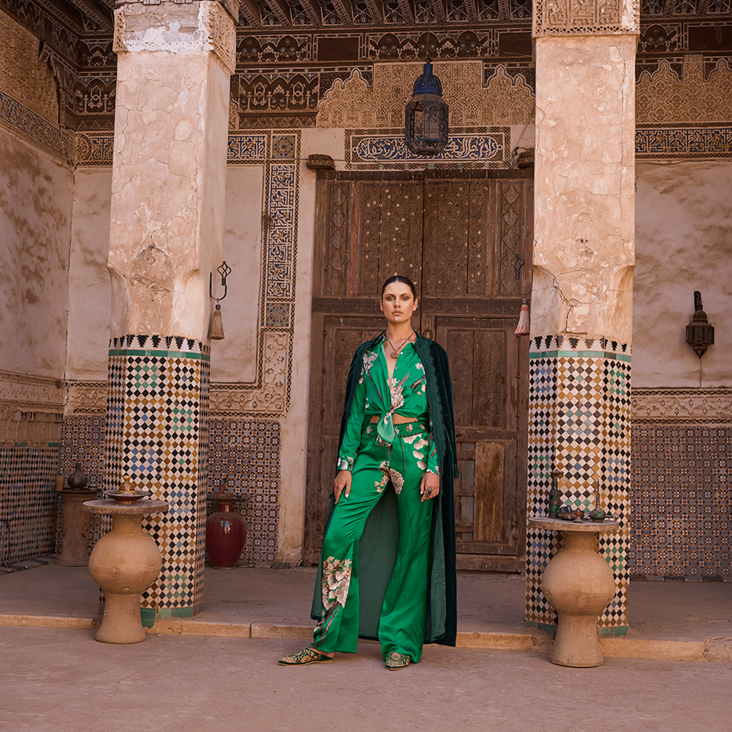 . PANTS 26 PANTS 100% SILK CHIFFON JADE 495