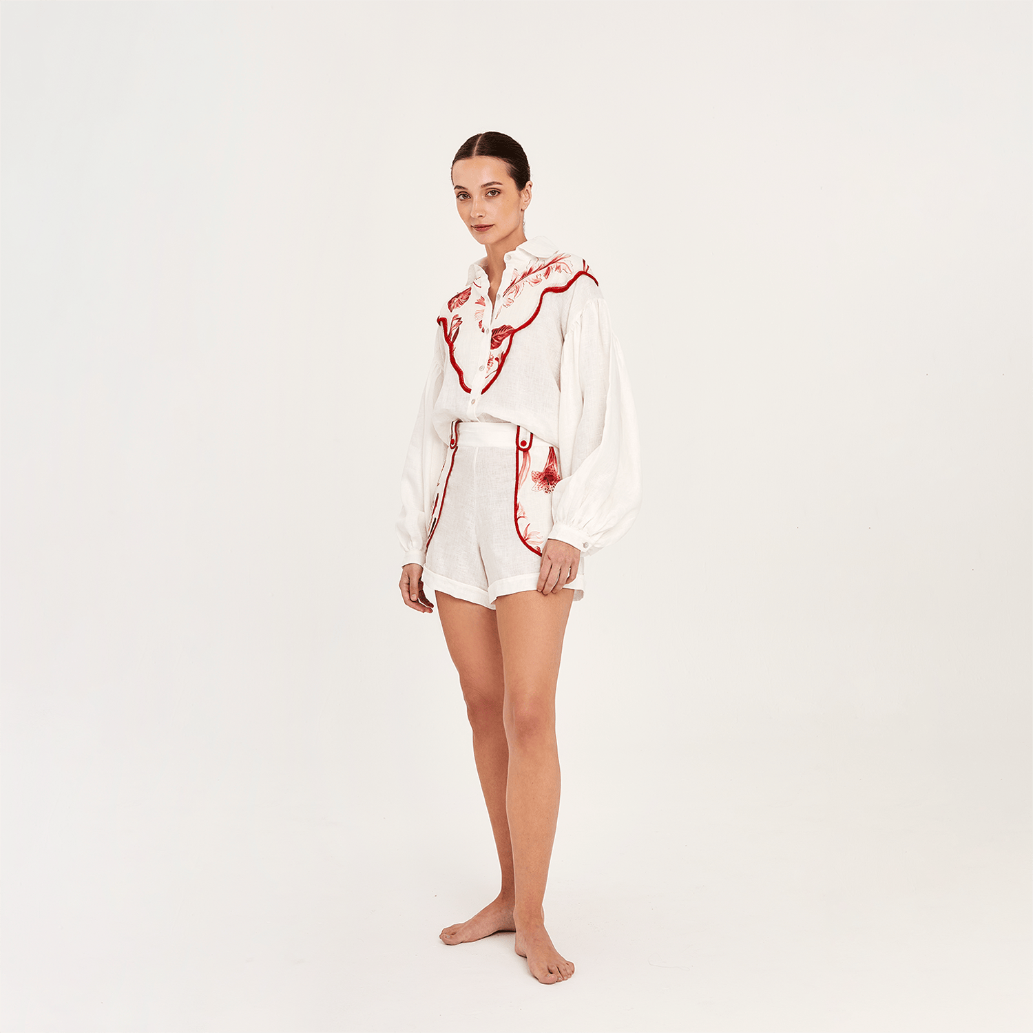 . SHORT 26 SHORT 100% LINEN ROUGE 456