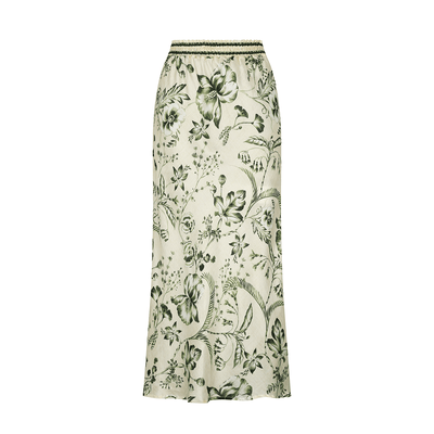 . SKIRT 25 MIDI SKIRT COTTON SILK GREEN COURT 539