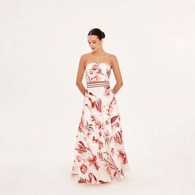 . SKIRT 26 MAXI SKIRT COTTON SILK ROUGE 528A