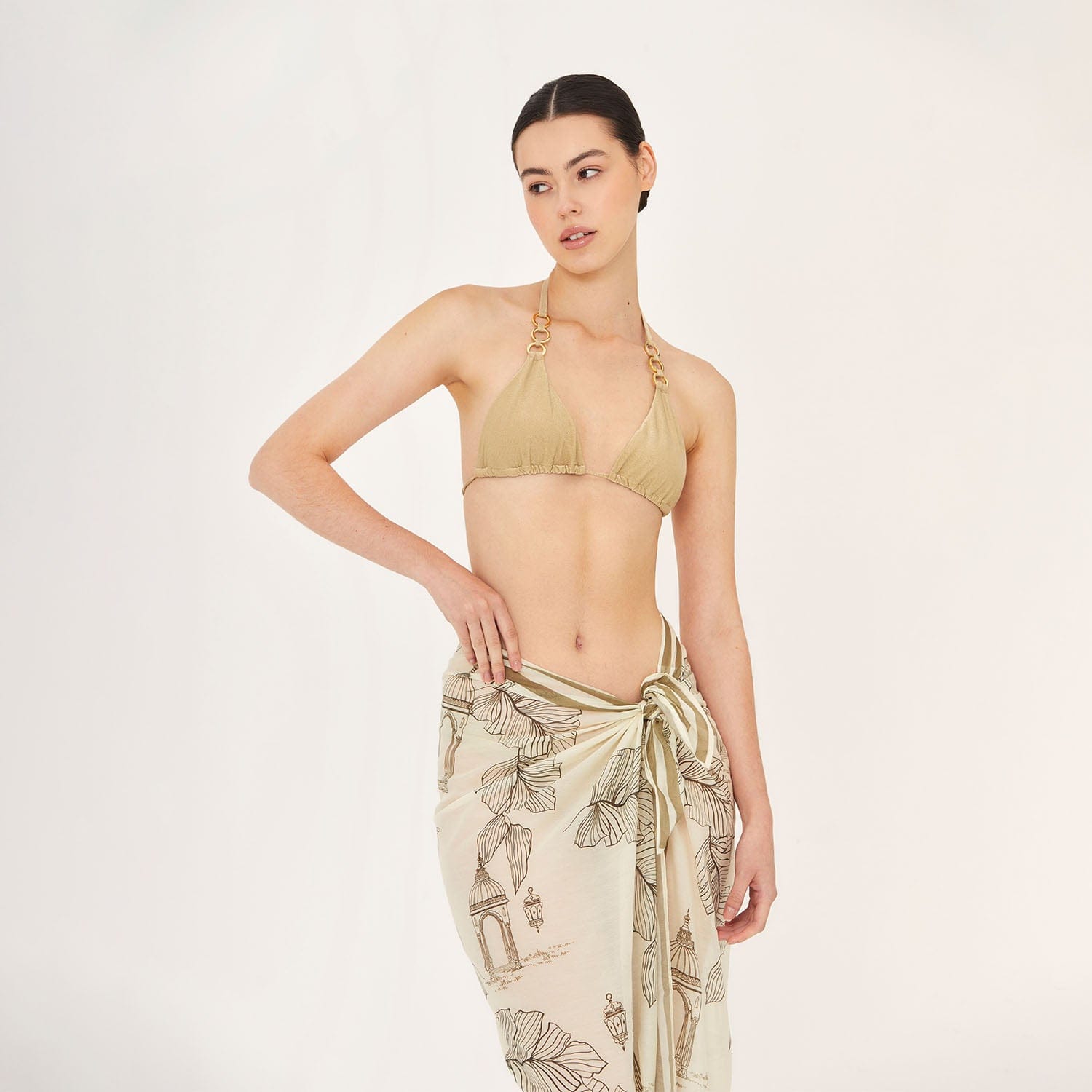 . SKIRT 26 U PAREO / SCARF COTTON SILK CAMEL 500