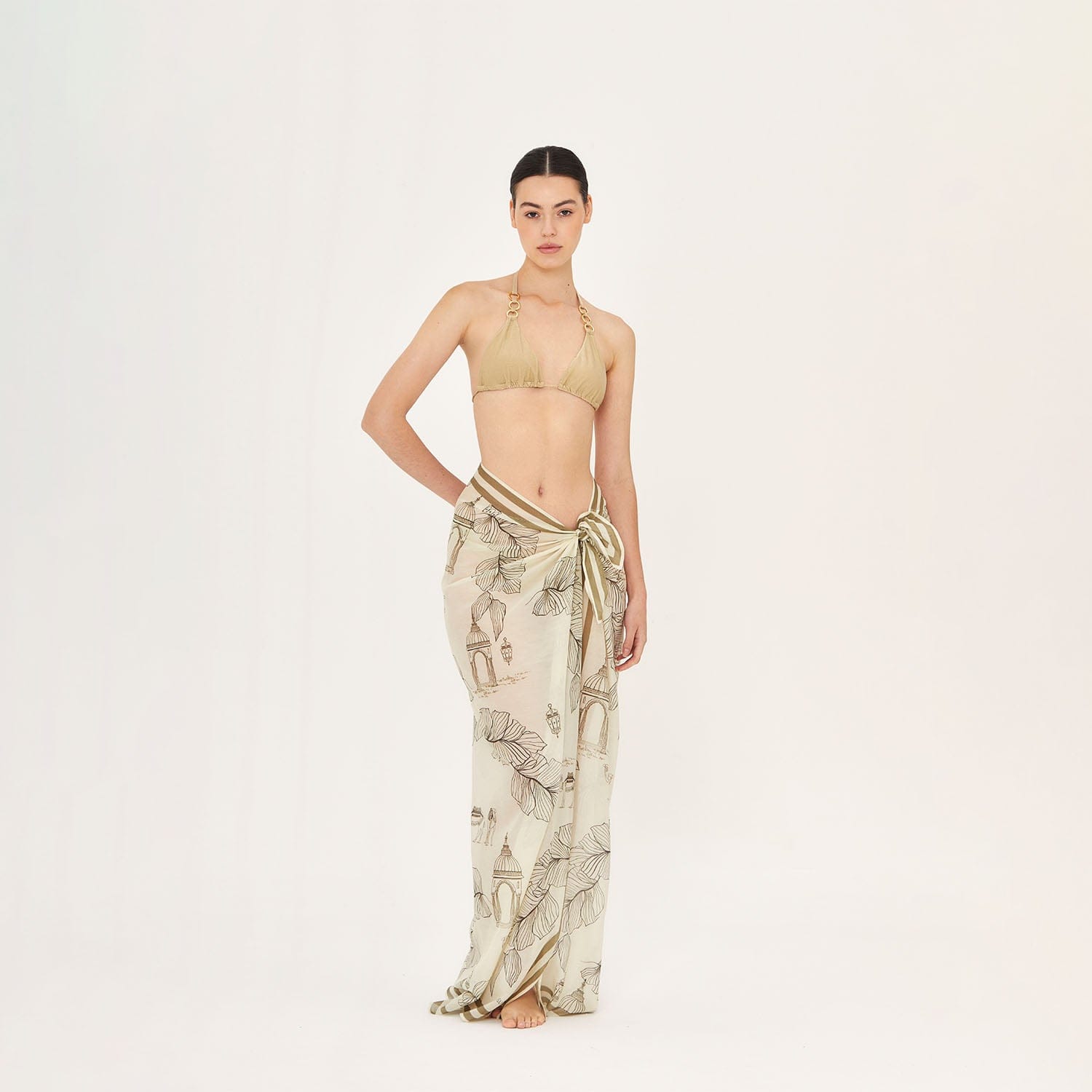 . SKIRT 26 U PAREO / SCARF COTTON SILK CAMEL 500