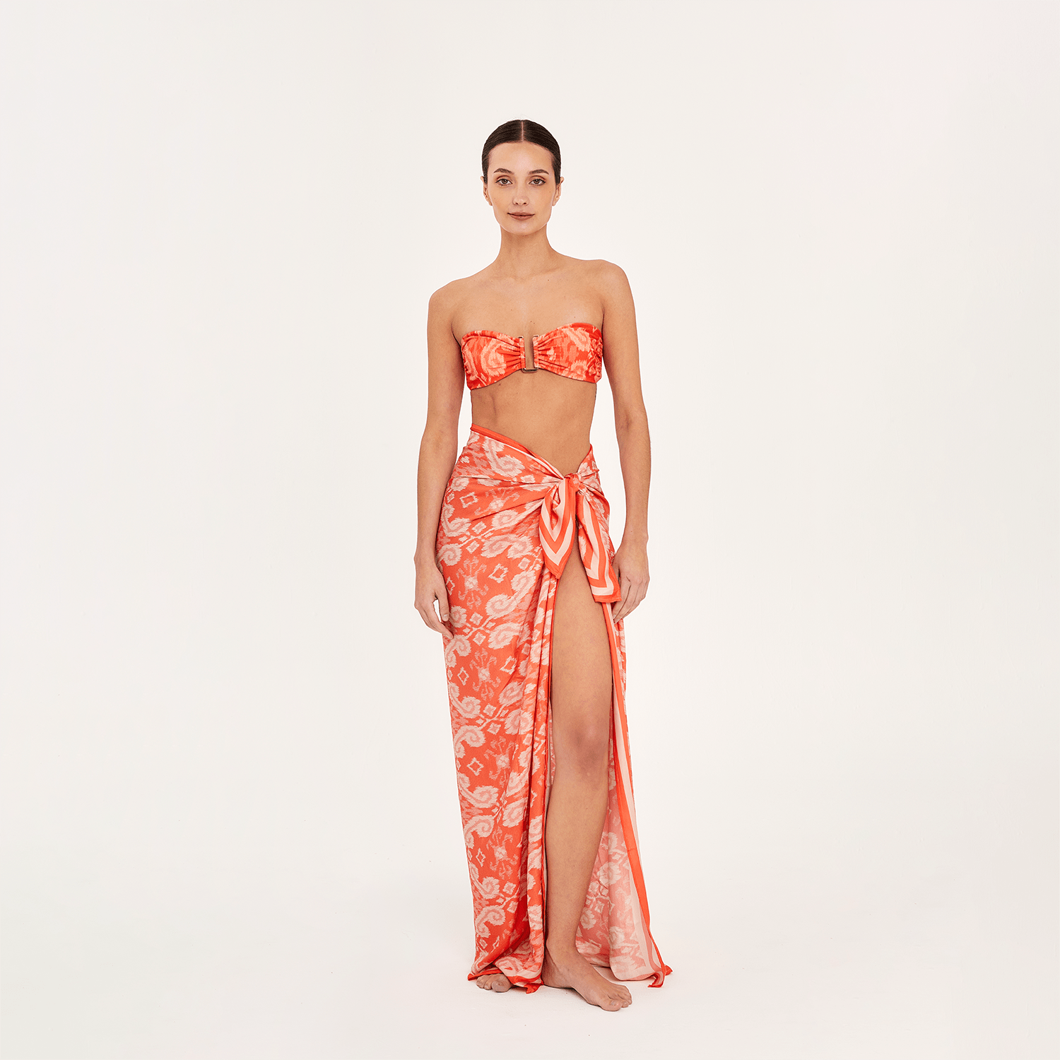 . SKIRT 26 U PAREO / SCARF SILK VISCOSE ORANGERS 500