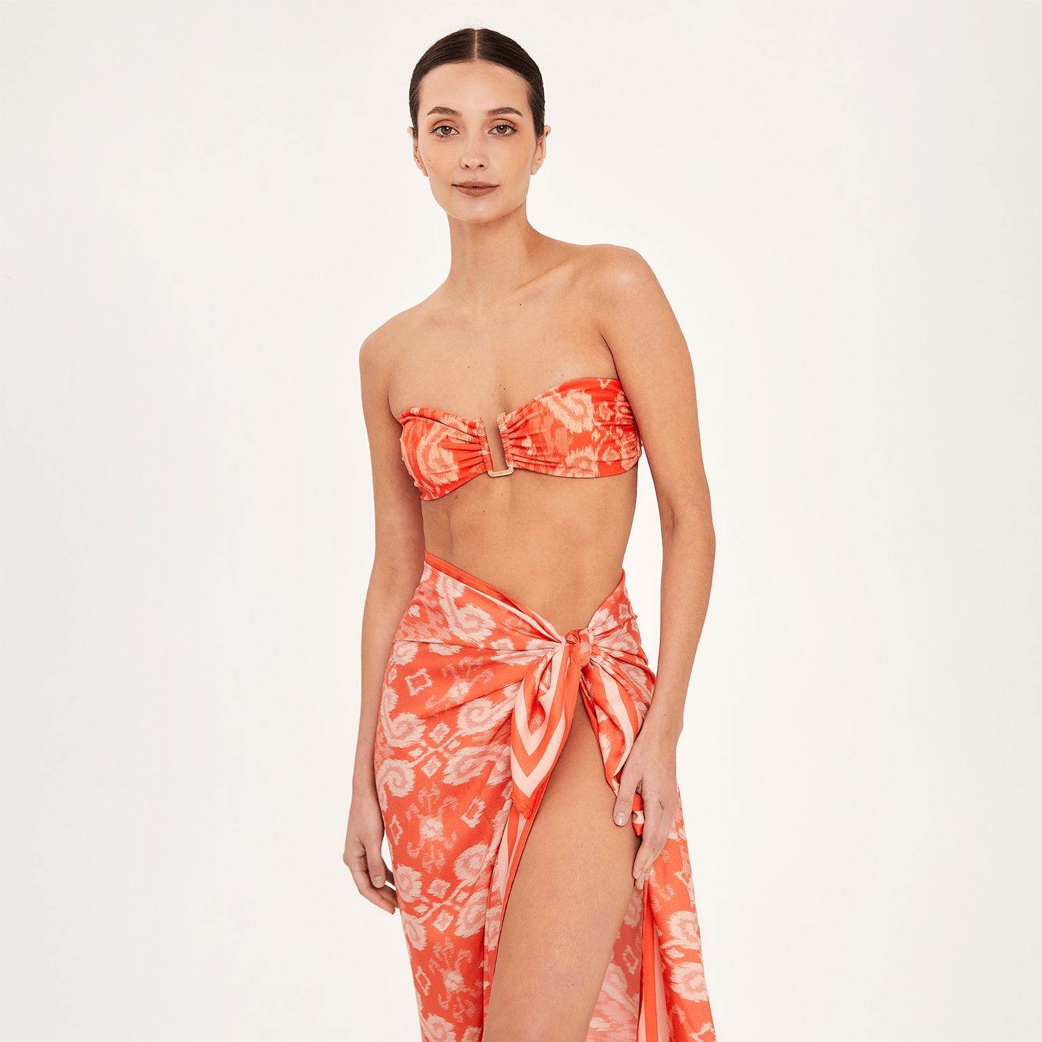 . SKIRT 26 U PAREO / SCARF SILK VISCOSE ORANGERS 500